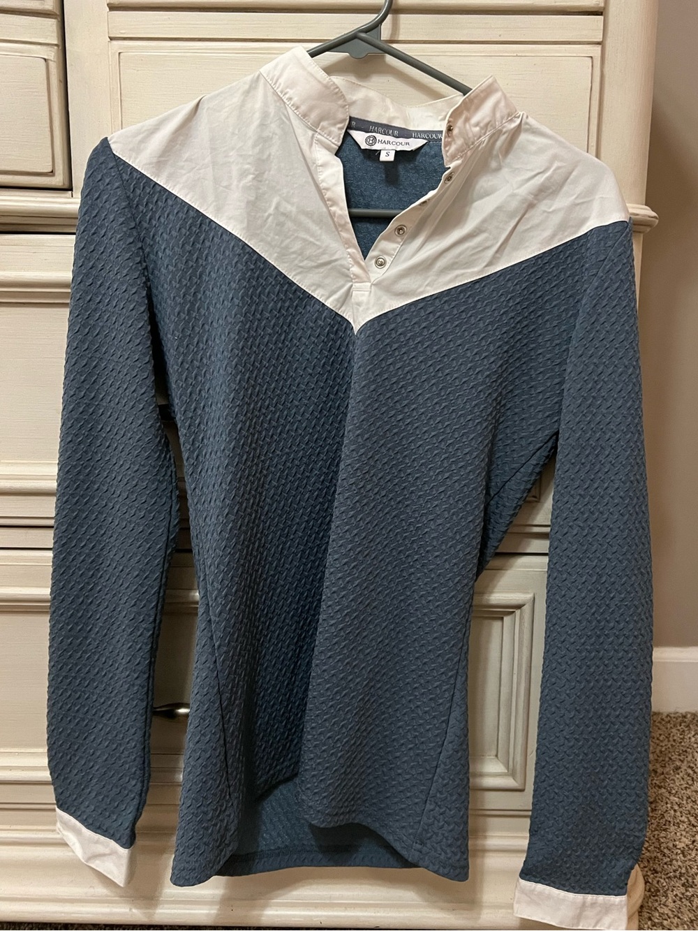 Harcour Equestrian Steel Blue Long Sleeve Show Shirt- Small